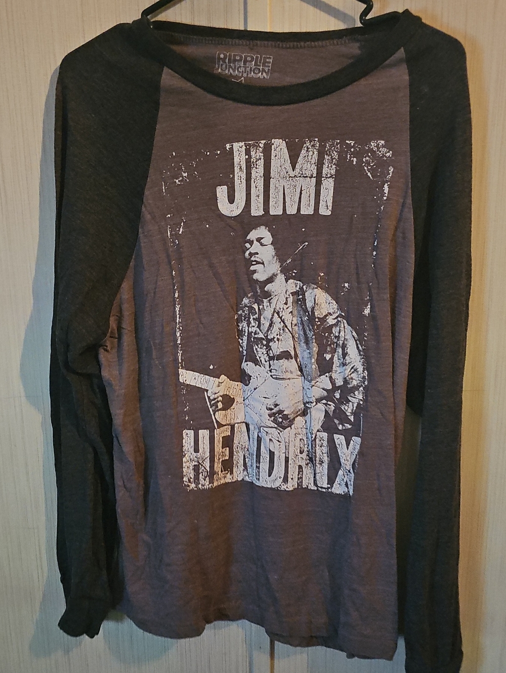Ripple Junction Jimi Hendrix Long Sleeve Raglan Shirt - Gray/Black